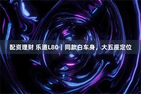 配资理财 乐道L80｜同款白车身，大五座定位